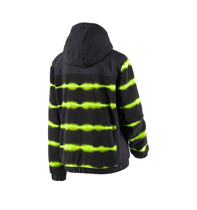 Pracovní bundy: Fleec. bunda s kap. hyb. tie-dye e.s.motion ten dá + černá/výstražná žlutá 3