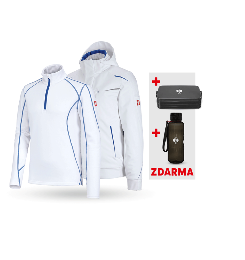 Oděvy: SADA: Zimní softsh. bunda + troyer e.s.motion 2020 + bílá/enciánově modrá