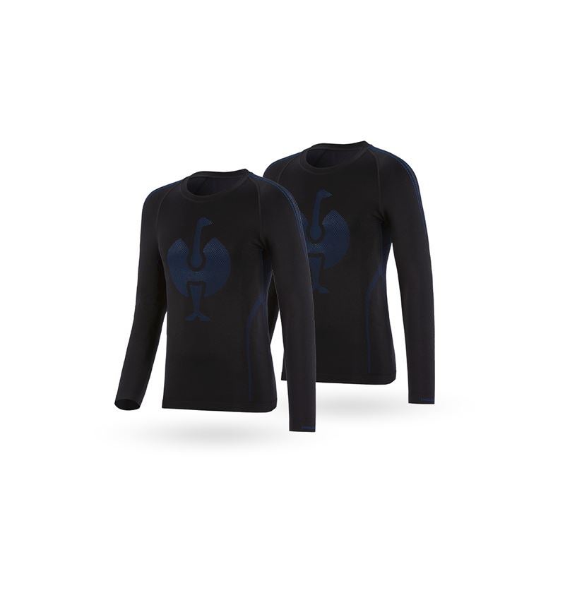 Spodní prádlo | Termo oblečení: Dvojbalení e.s. Funkční longsleeve seamless – warm + černá/enciánově modrá