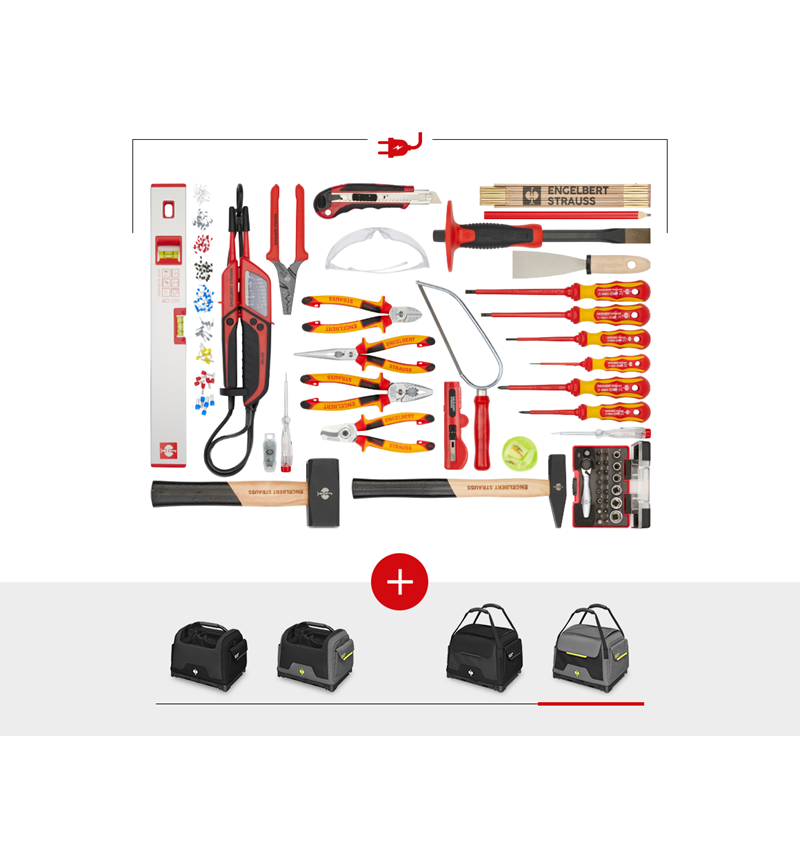 STRAUSSbox Systém: Sada nářadí Elektro vč. tašky STRAUSSbox + čedičově šedá/acidově žlutá