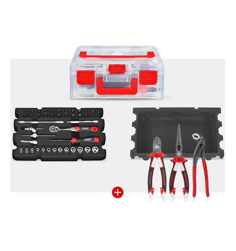Nářadí: STRAUSSbox small kleště + 1/4" nástrčný klíč sada