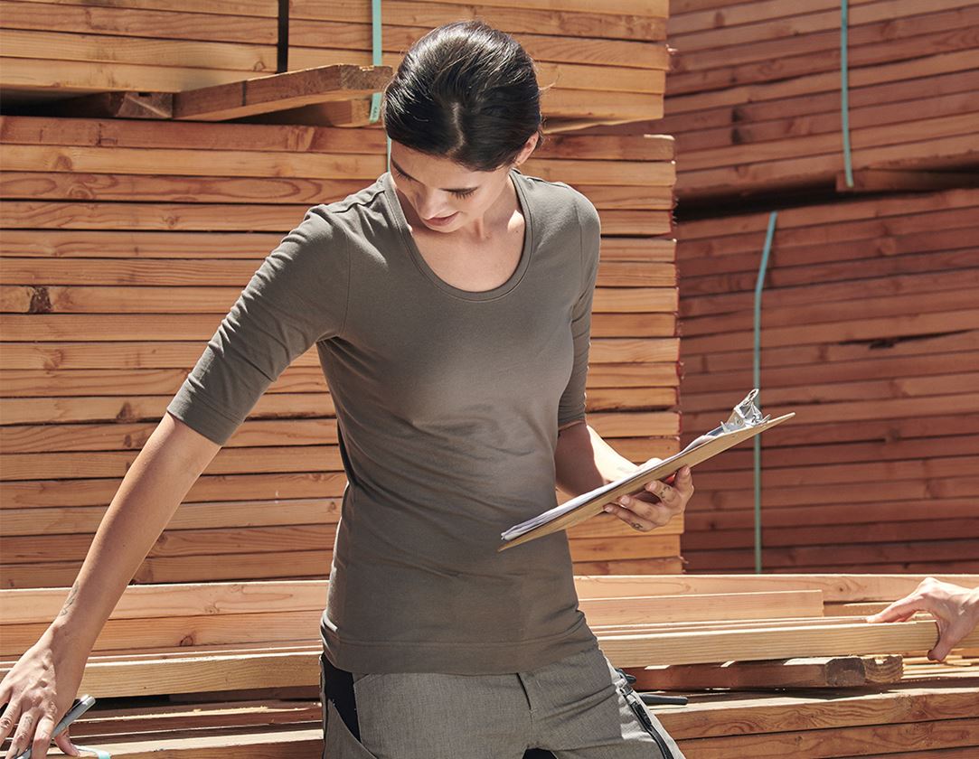 Trička | Svetry | Košile: e.s. Tričko s 3/4 rukávy cotton stretch, dámské + kámen 1
