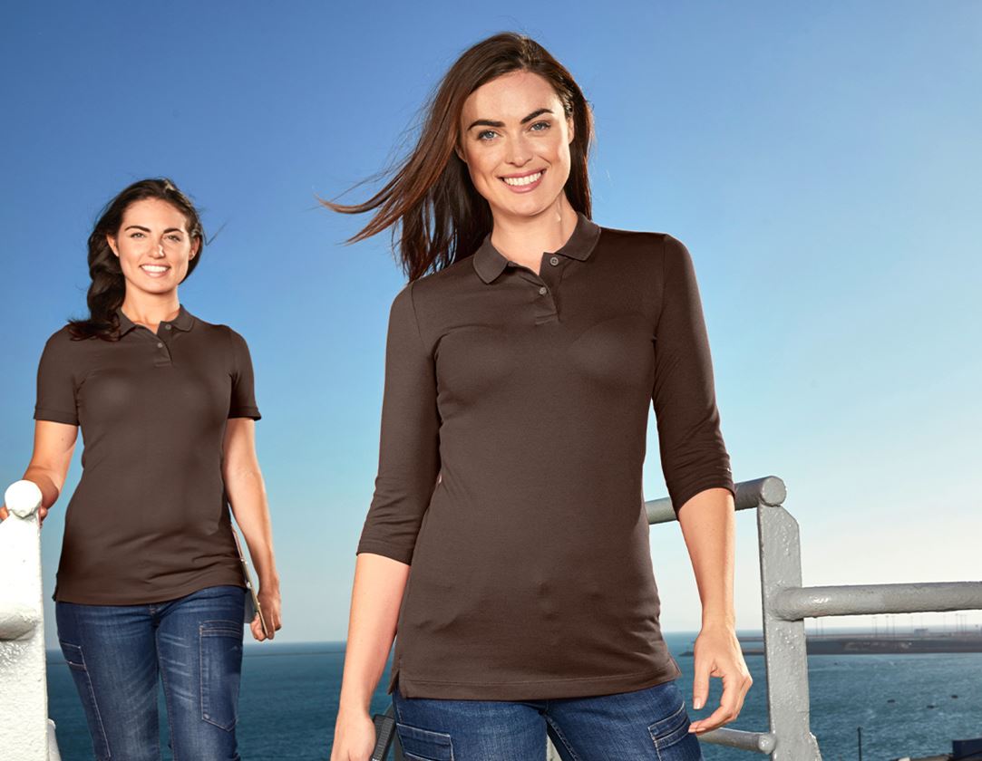 Trička | Svetry | Košile: e.s. Pique-Polo 3/4-rukávy cotton stretch, dámské + kaštan 2