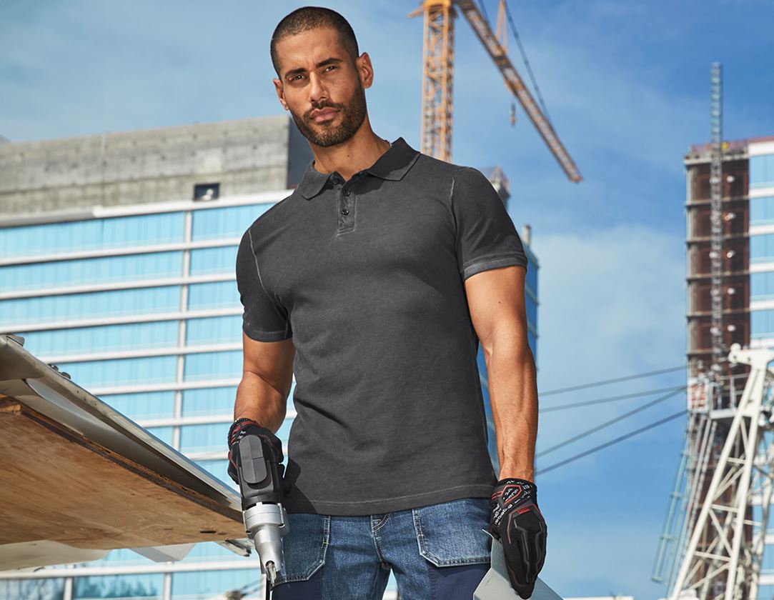 Trička, svetry & košile: e.s. Polo-Tričko vintage cotton stretch + oxidově černá vintage 1