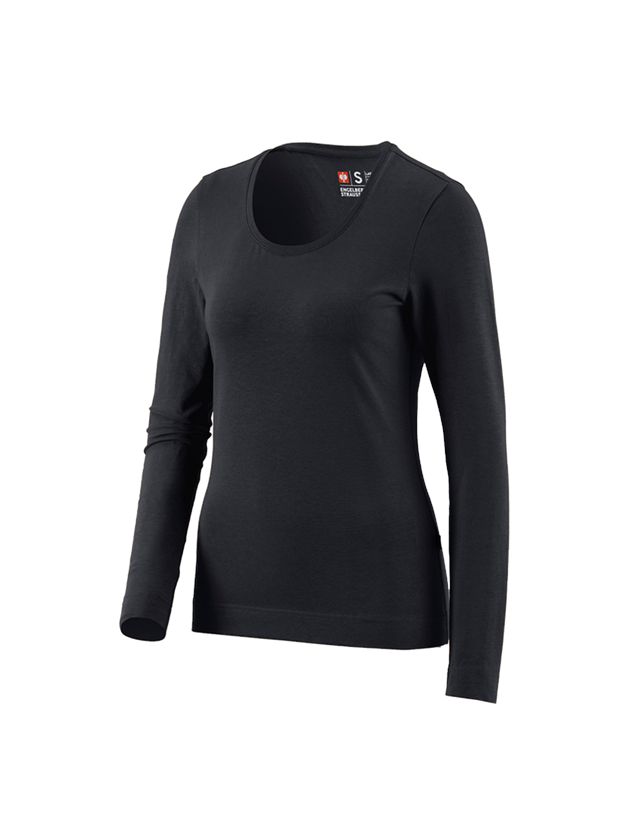 Trička | Svetry | Košile: e.s. triko s dlouhým rukávem cotton stretch,dámské + černá