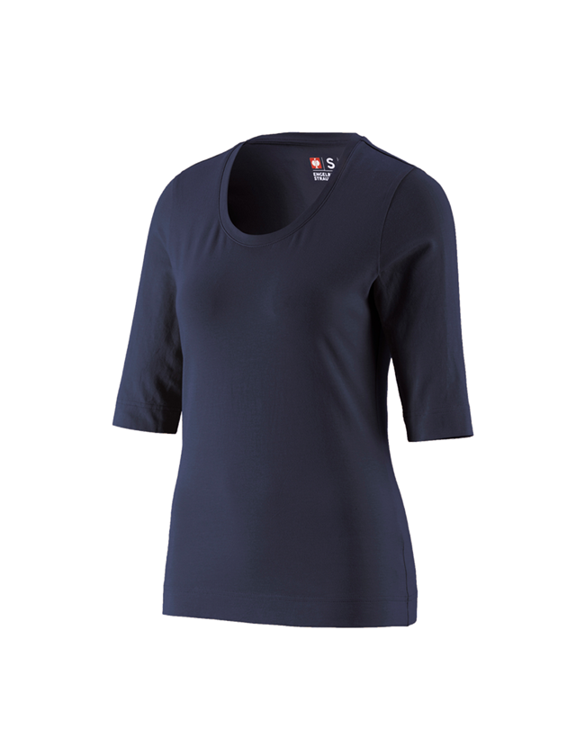 Trička | Svetry | Košile: e.s. Tričko s 3/4 rukávy cotton stretch, dámské + tmavomodrá 2