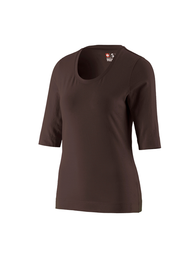 Trička | Svetry | Košile: e.s. Tričko s 3/4 rukávy cotton stretch, dámské + kaštan 1
