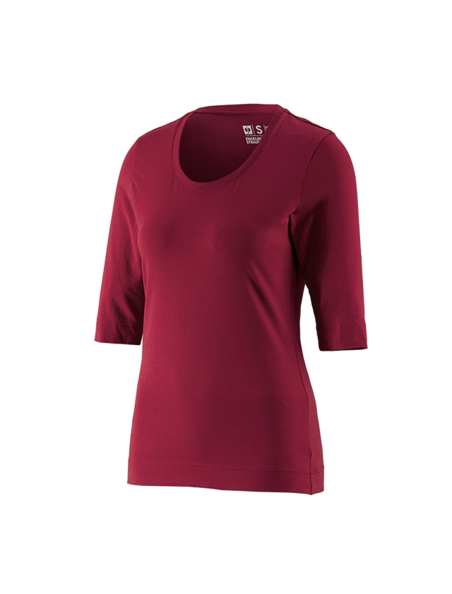 Trička | Svetry | Košile: e.s. Tričko s 3/4 rukávy cotton stretch, dámské + bordó