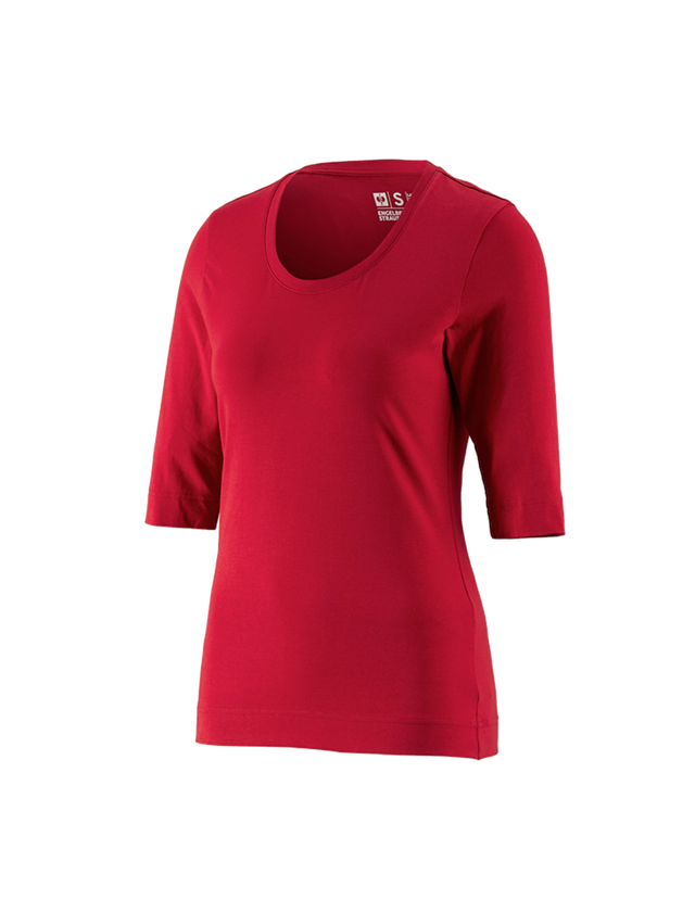 Trička | Svetry | Košile: e.s. Tričko s 3/4 rukávy cotton stretch, dámské + ohnivě červená