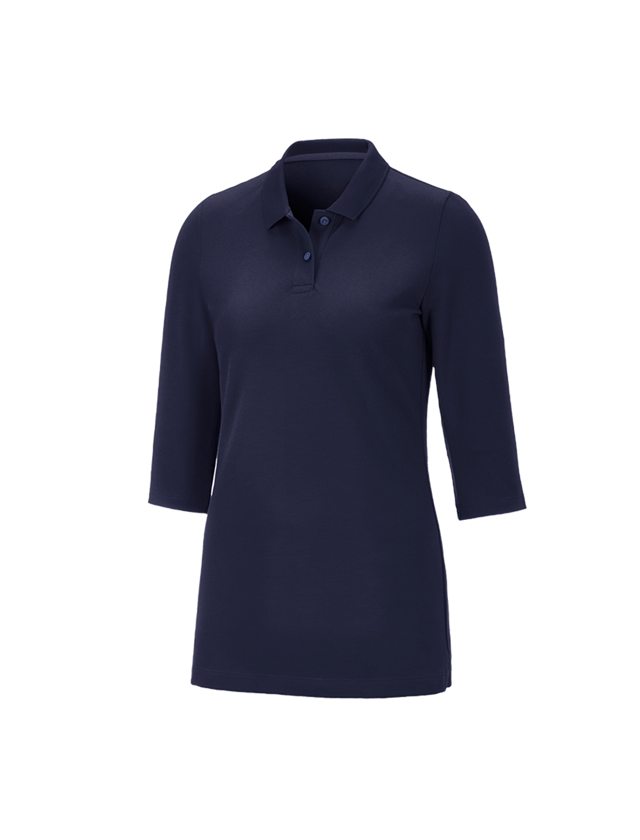 Trička | Svetry | Košile: e.s. Pique-Polo 3/4-rukávy cotton stretch, dámské + tmavomodrá 3