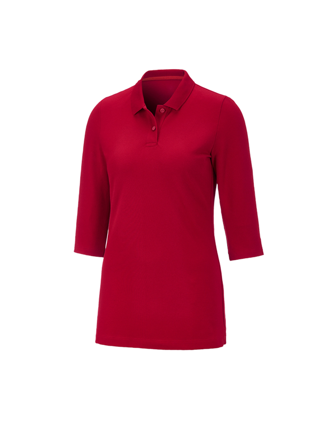 Trička | Svetry | Košile: e.s. Pique-Polo 3/4-rukávy cotton stretch, dámské + ohnivě červená 2