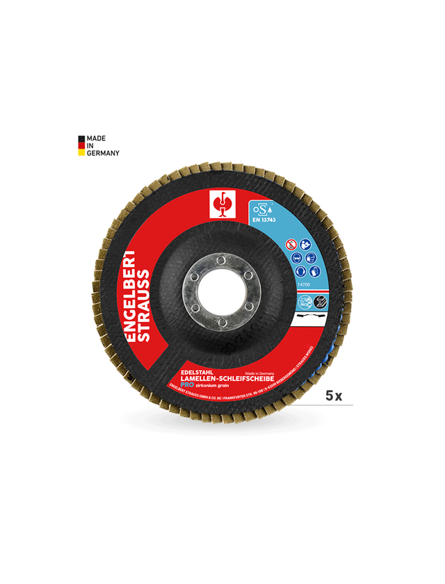 Brusné nářadí: e.s. Lamelový vějířový kotouč pro,šikmý tvar,5 ks.