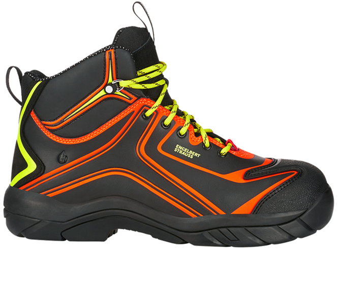 Main view, Footwear, e.s. S3 Safety shoes Kajam, black/high-vis orange/high-vis yellow