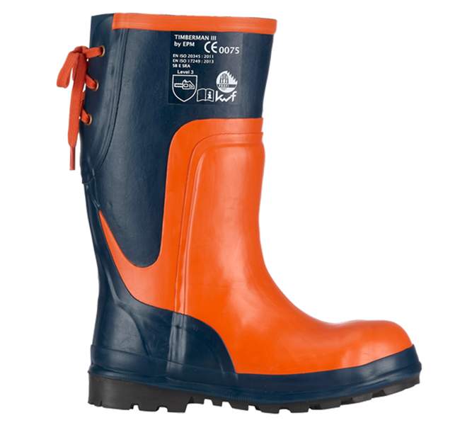 Main view, Safety Boots | Safety Wellingtons, SB Forestry safety boots Timberman III, blue/orange