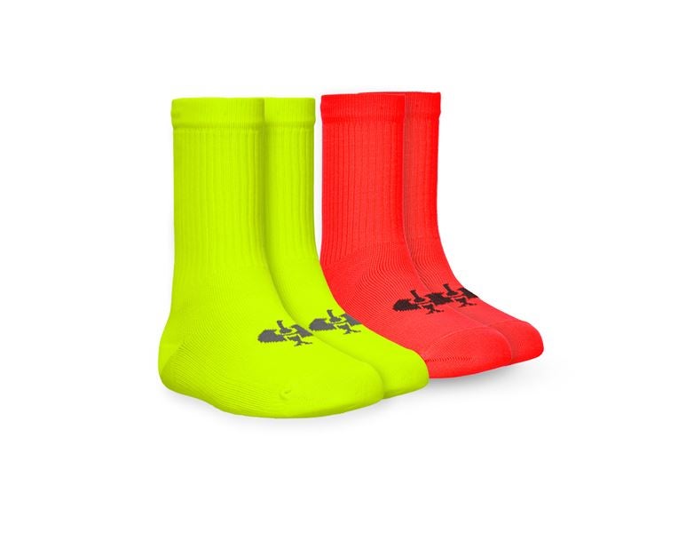 Vue principale, Pour les petits, e.s.Chaussettes toute saison funct.light/high,enf., rouge fluo+jaune fluo