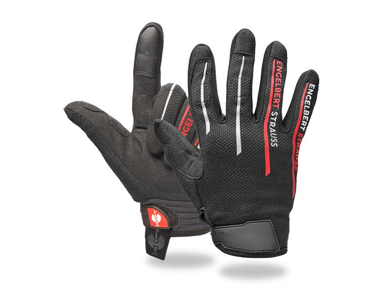 Main view, Gloves, e.s. Mechanic's gloves Sierra, black/red