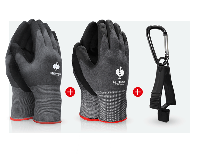 Hauptansicht, SALE, Nitril-Handschuhe micro+allseason+Handschuhhalter, schwarz/grau