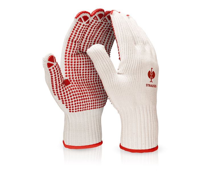 Main view, Coated, PVC knitted gloves Red-Point, white