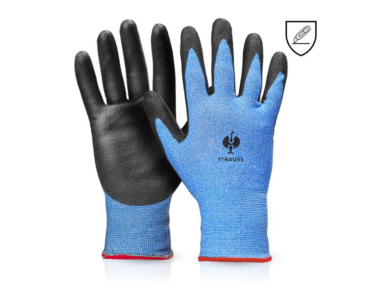 Main view, Gloves, PU cut protection gloves, Comfort Skin, level B, black/blue-melange