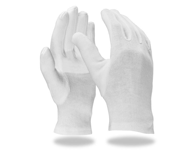 Main view, Cotton, Cotton fourchette gloves, reinforced, pack of 12, white