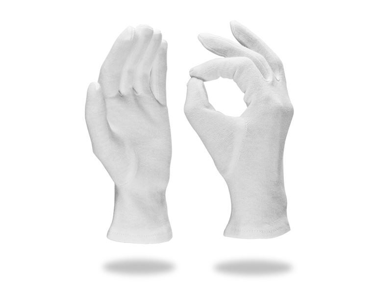 Main view, Cotton, Cotton fourchette gloves, white, pack of 12, white