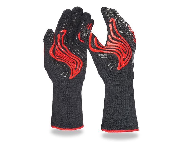 Main view, Kevlar knitted, e.s. Heatproof gloves heat-expert, black/red