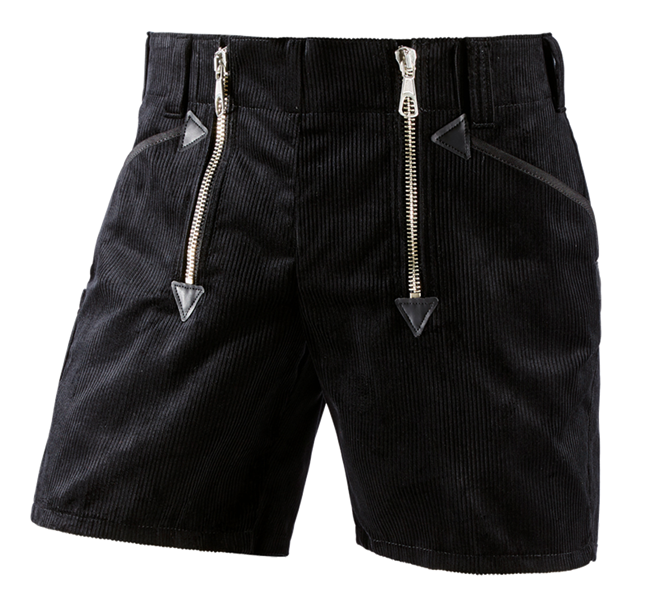 Vue principale, Pantalons de travail, Short professionnel e.s. en velours côtelé, noir