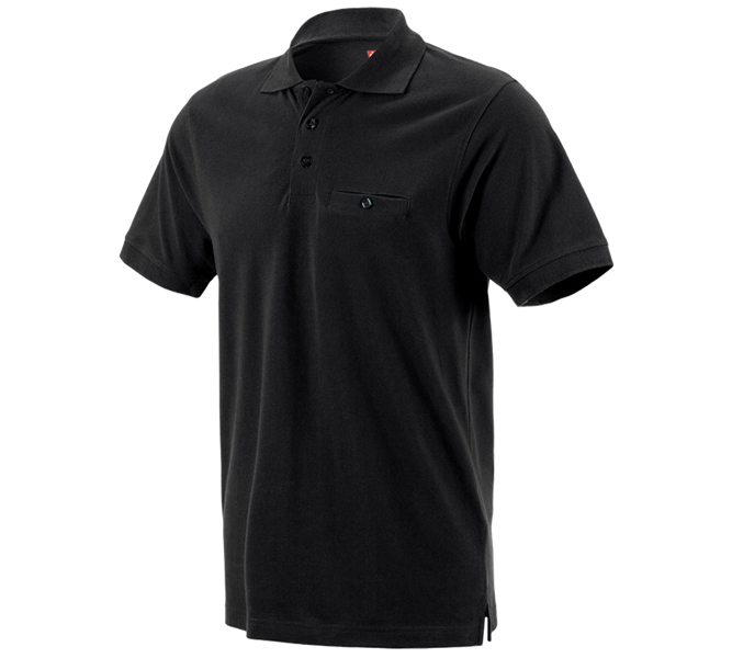 Main view, Clothing, e.s. Polo shirt cotton Pocket, black