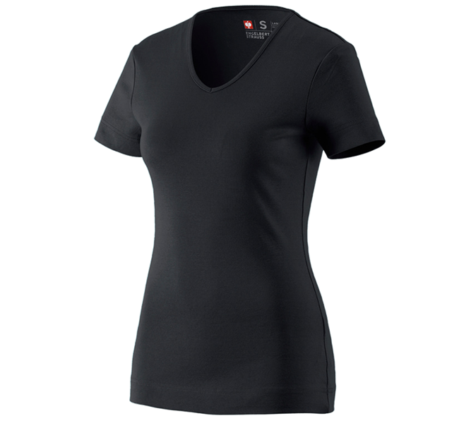 Hauptansicht, Basics, e.s. T-Shirt cotton V-Neck, Damen, schwarz