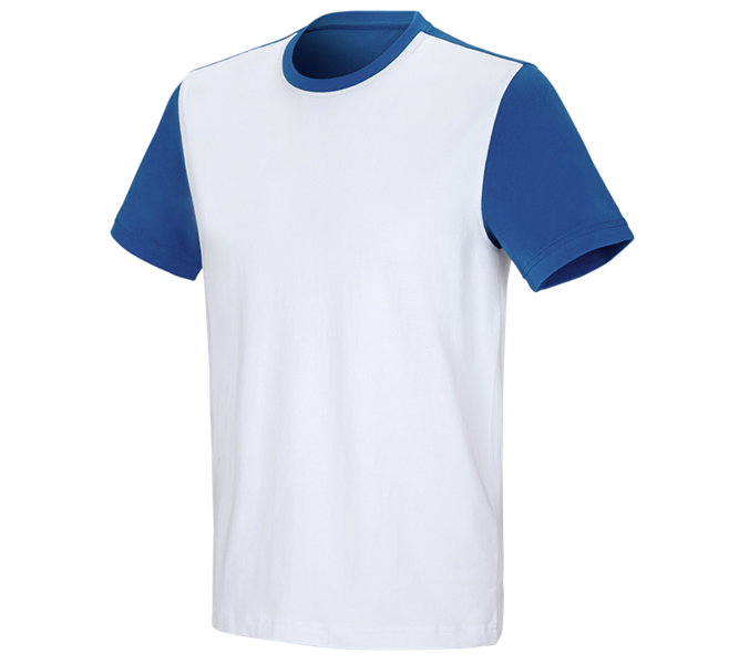 Main view, Medical | Healthcare, e.s. T-shirt cotton stretch bicolor, white/gentianblue