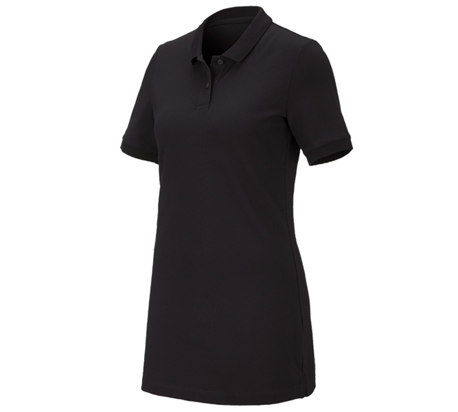 Hauptansicht, Basics, e.s. Piqué-Polo cotton stretch, Damen, long fit, schwarz
