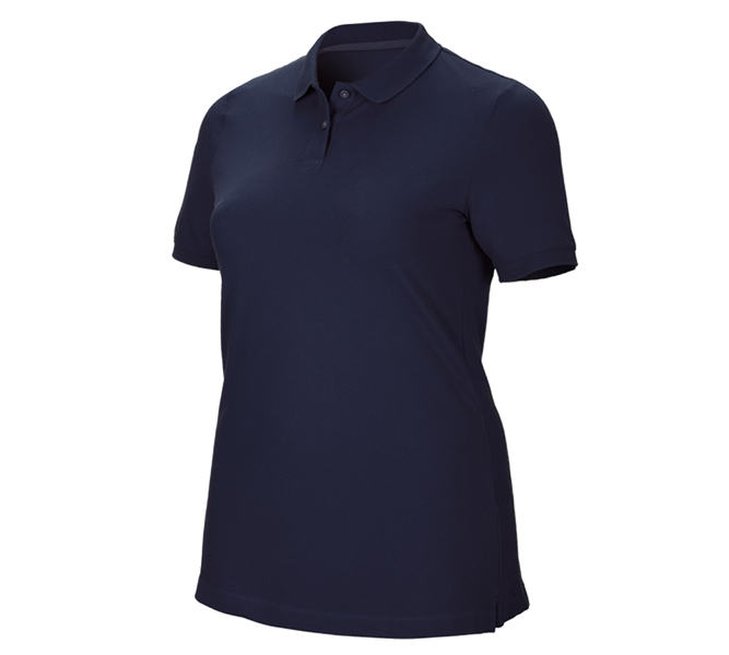 Hauptansicht, Basics, e.s. Piqué-Polo cotton stretch, Damen, plus fit, dunkelblau