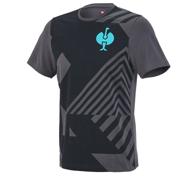 Vue principale, e.s.trail, T-Shirt e.s.trail graphic, noir/anthracite/lapis turquoise