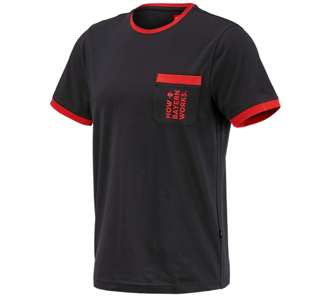 Main view, T-Shirts, FCB Premium T-Shirt Cotton Stretch Pocket, black/straussred