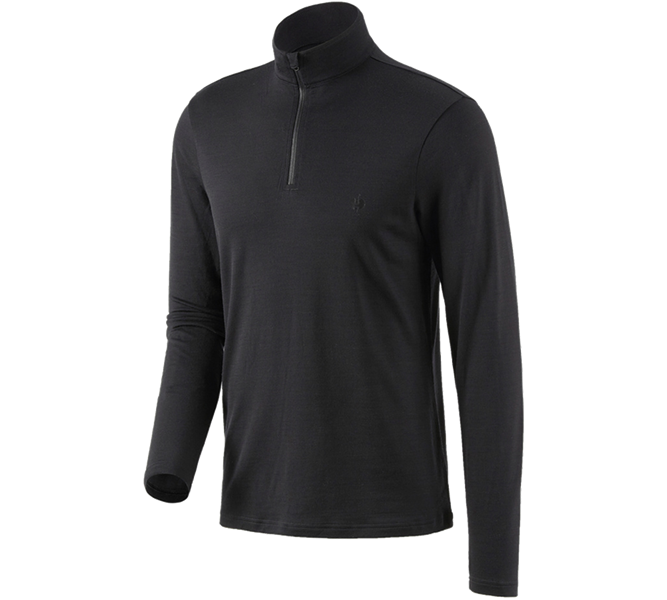 Vue principale, e.s.trail, Pull camionneur Merino e.s.trail, noir