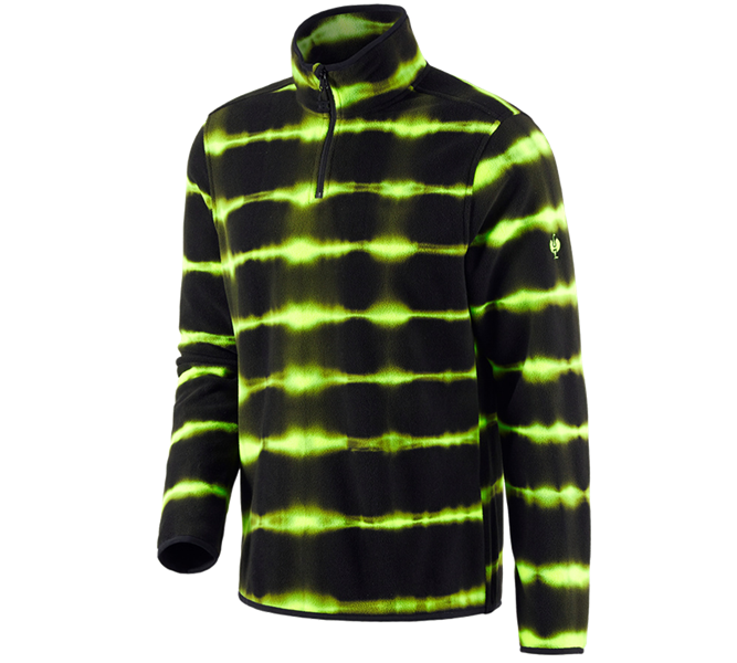 Vue principale, e.s.motion ten, Pull en laine polaire tie-dye e.s.motion ten, noir/jaune fluo