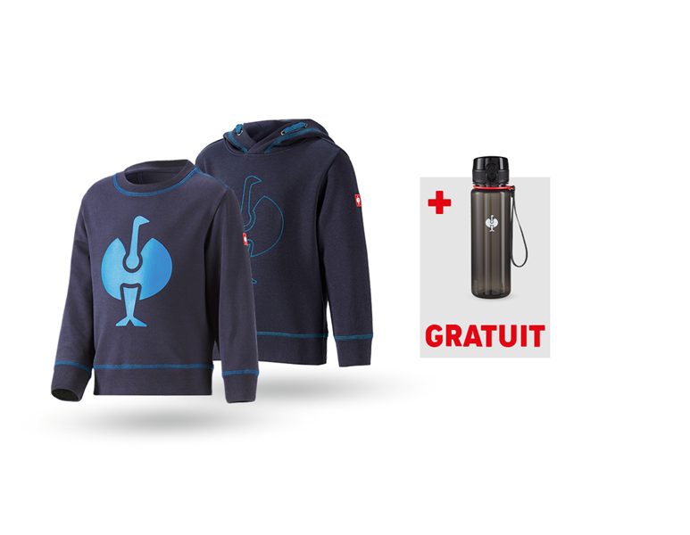 Vue principale, Idées de cadeaux, KIT : Hoody + Sweatshirt e.s.motion 2020, enfants, bleu foncé/atoll