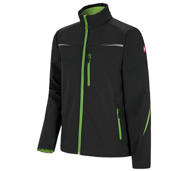 Main view, New Products, Softshell jacket e.s.motion 2020, black/seagreen