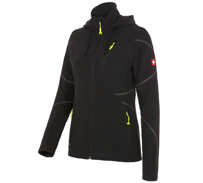 Main view, Clothing, Hooded fleece jacket e.s.motion 2020, ladies', black