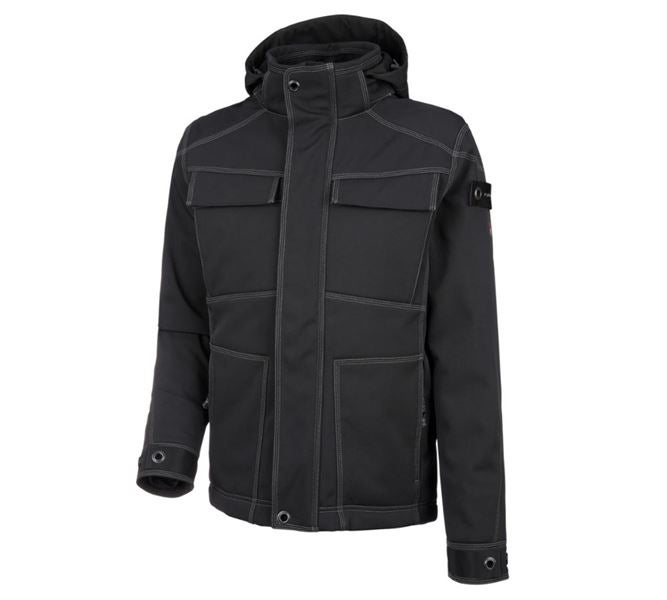 Main view, e.s.roughtough, Winter softshell jacket e.s.roughtough, black