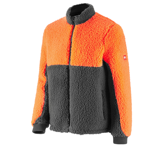 Main view, Clothing, e.s. Forestry faux fur jacket, high-vis orange/carbongrey