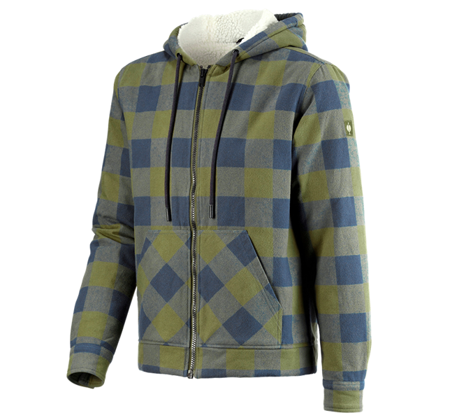 Hauptansicht, Artikelsuche, Karo-Kapuzenjacke e.s.iconic, berggrün/oxidblau