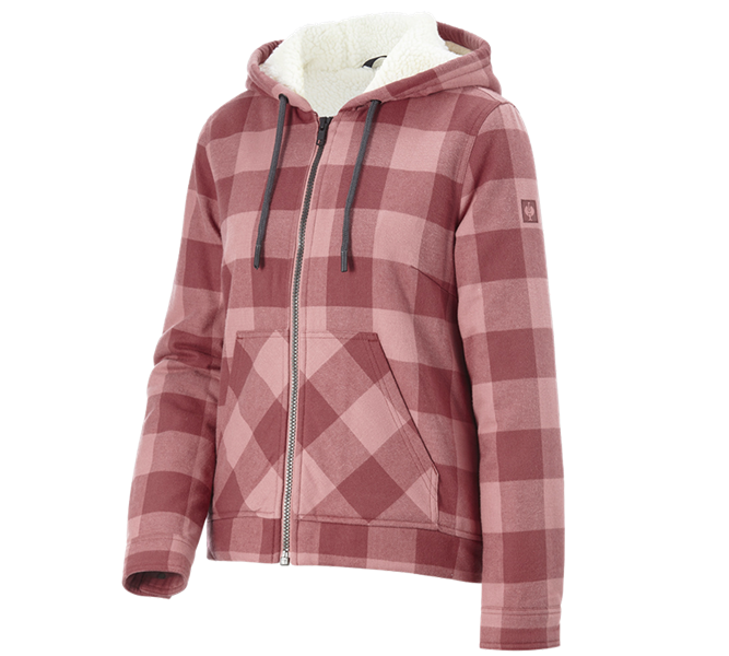 Main view, e.s.iconic, Check-hooded jacket e.s.iconic, ladies', quartz pink/oxidred