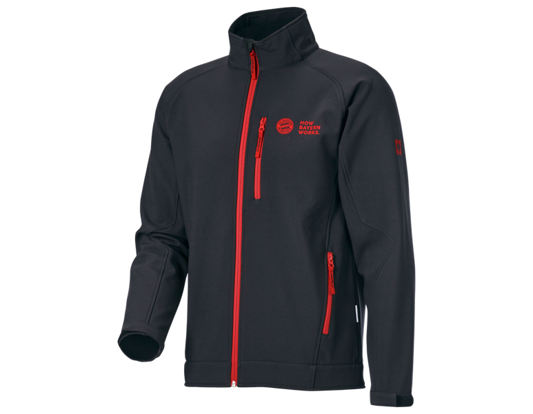 Main view, Softshell Jackets, FCB WORK SOFTSHELL JACKET, black/straussred