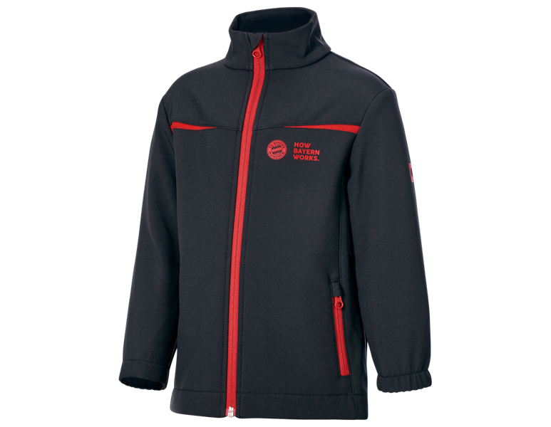 Vue principale, Grands cadeaux, FCB WORK SOFTSHELL JACKET KIDS, black/straussred