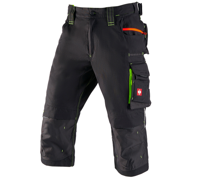 Main view, e.s.motion 2020, 3/4 length trousers e.s.motion 2020, black/high-vis yellow/high-vis orange