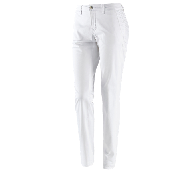 Main view, Women, e.s. 5-pocket work trousers Chino, ladies', white