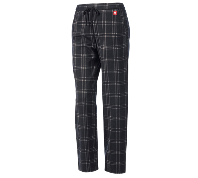 Main view, Women, e.s. Checkered Pyjama Bottoms, ladies', black/basaltgrey