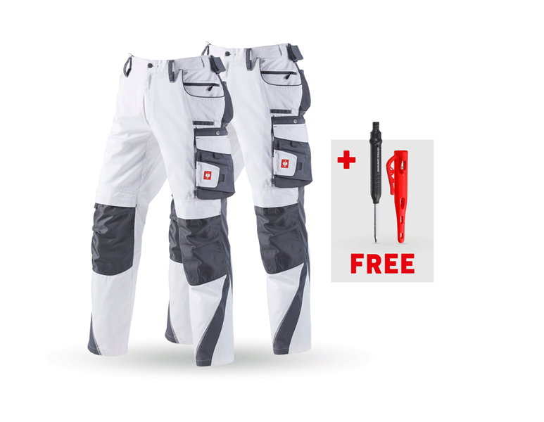 Main view, SALE, SET: Trousers e.s.motion, white/grey