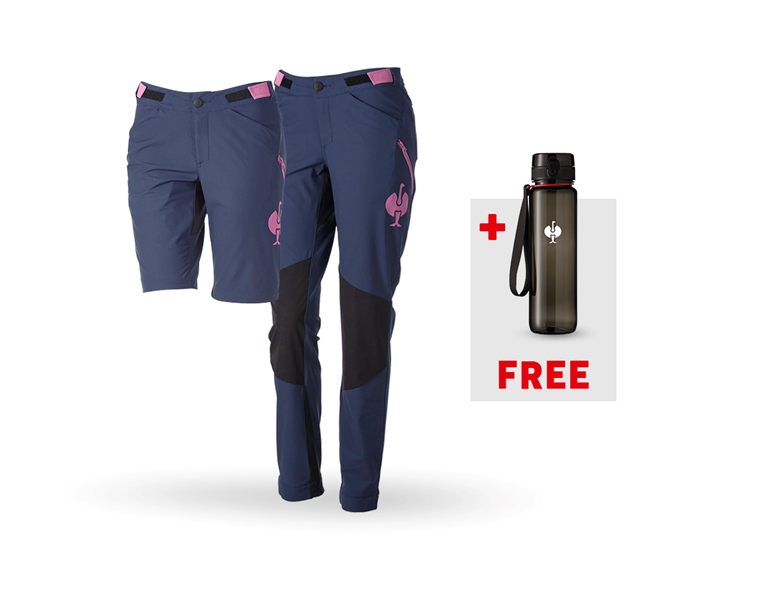 Main view, SALE, SET: Funct.trousers + Shorts e.s.trail, ladies', deepblue/tarapink